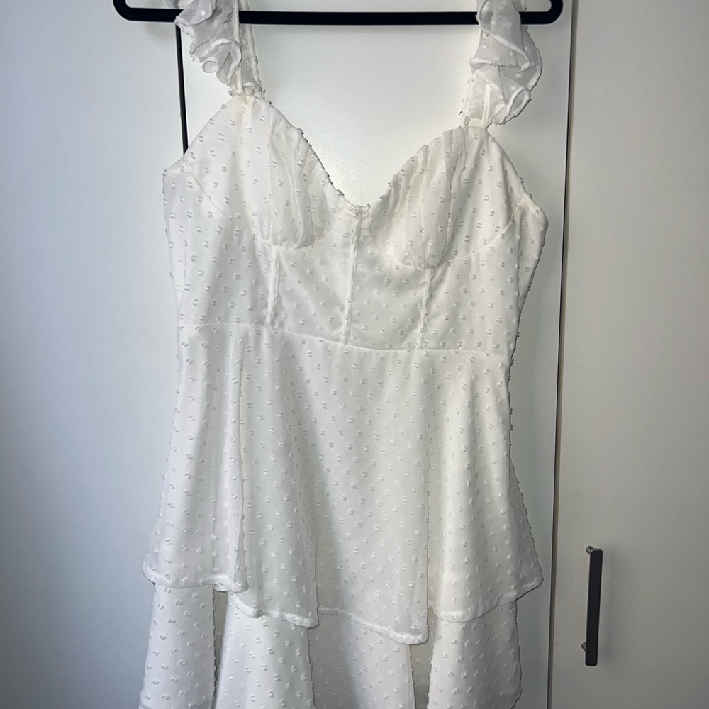 Selfie Leslie White Layered Mini Dress